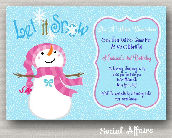 Winter Wonderland Snowman Birthday Invitation - DIY Printable Invitation Il_570xn