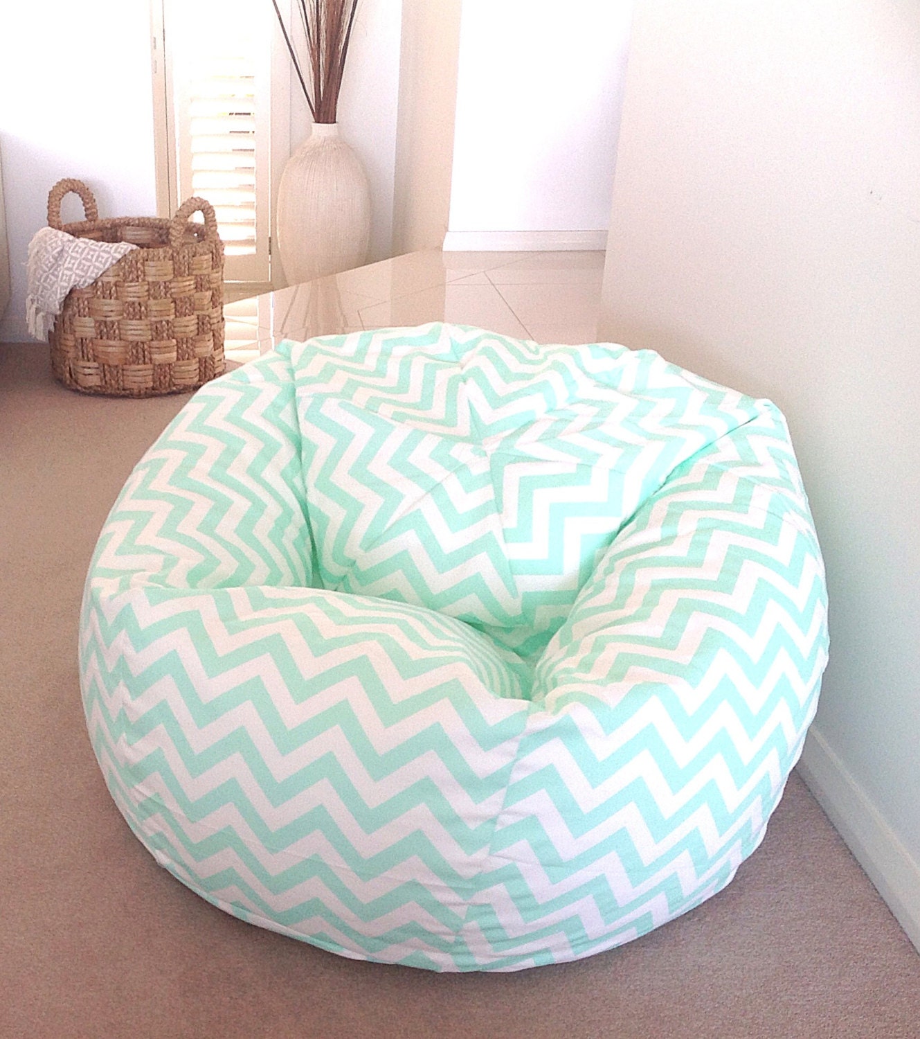 Bean Bag Mint Green Zig Zag adults teenagers kids. Chevron
