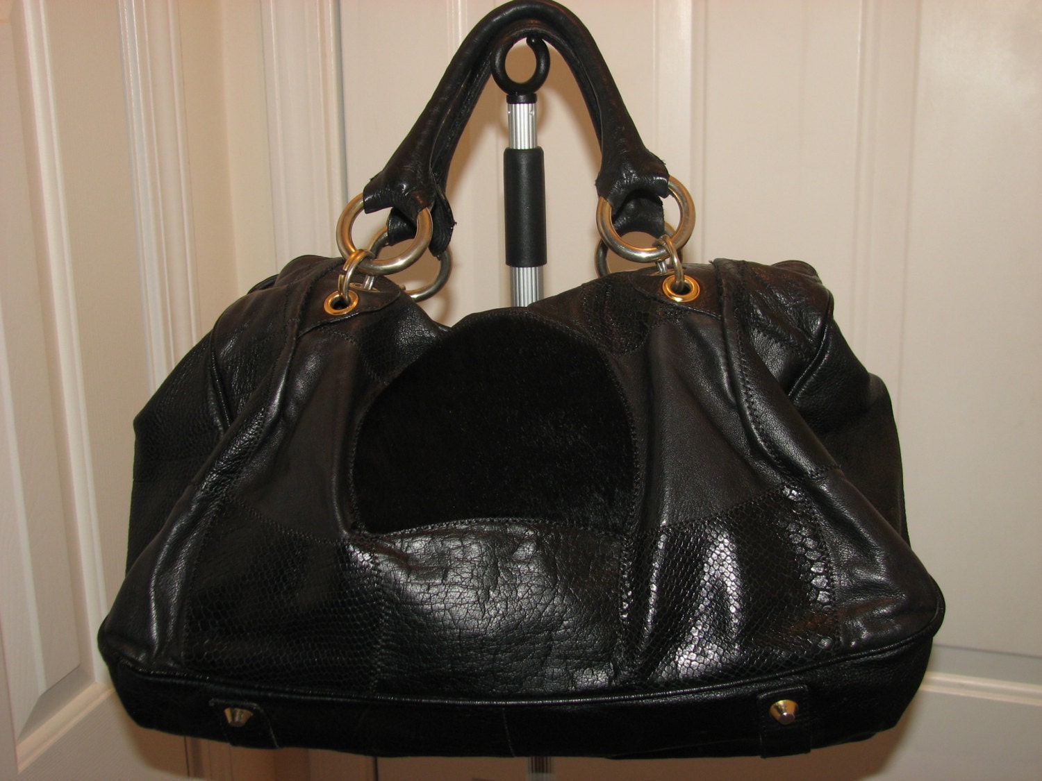 Vintage Paola Del Lungo handbag bag leather pony hair snake