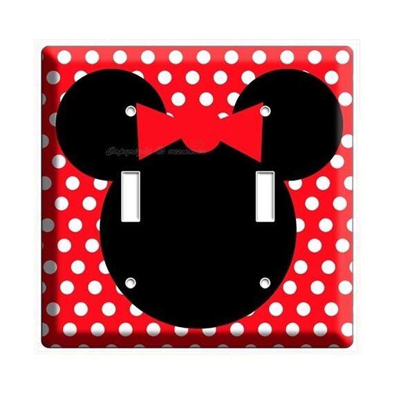 Minnie Mouse red polka dots double light switch cover plate