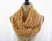 Ready To Ship Burnt Orange and Ivory Infinity Crochet Scarf Cowl Loop Circle Accessory 144