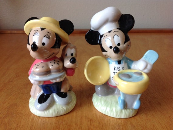 Mickey and Minnie Mouse at a BBQ Salt and Pepper Shakers from