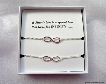 Sister gift, Two infinity bracelets, Silver infinity bracelet, Infinity bracelets, Infinity jewelry, Gifts