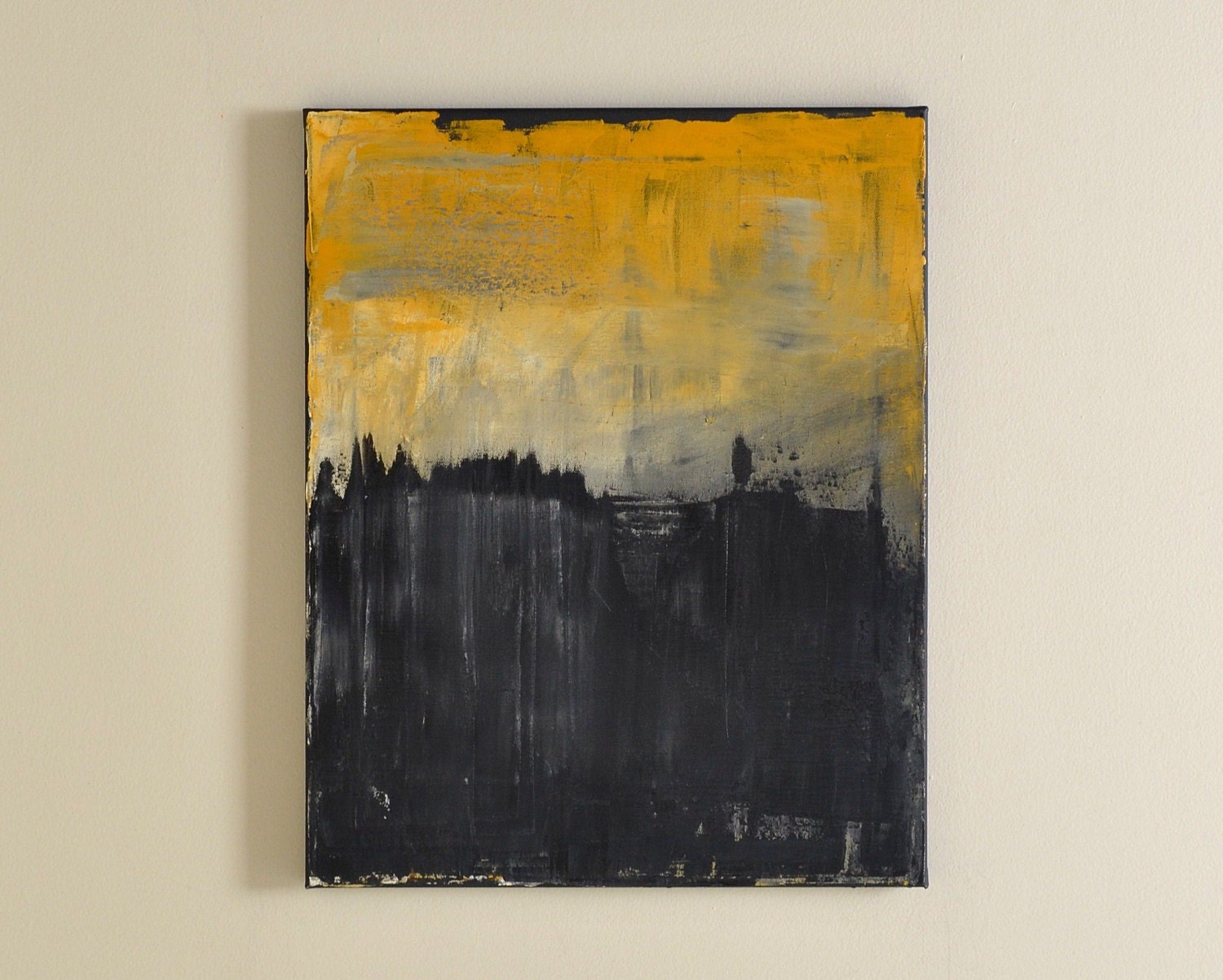 Black And Yellow Painting 20 X 16 Acrylic Abstract Modern   Il Fullxfull.523864961 64m5 