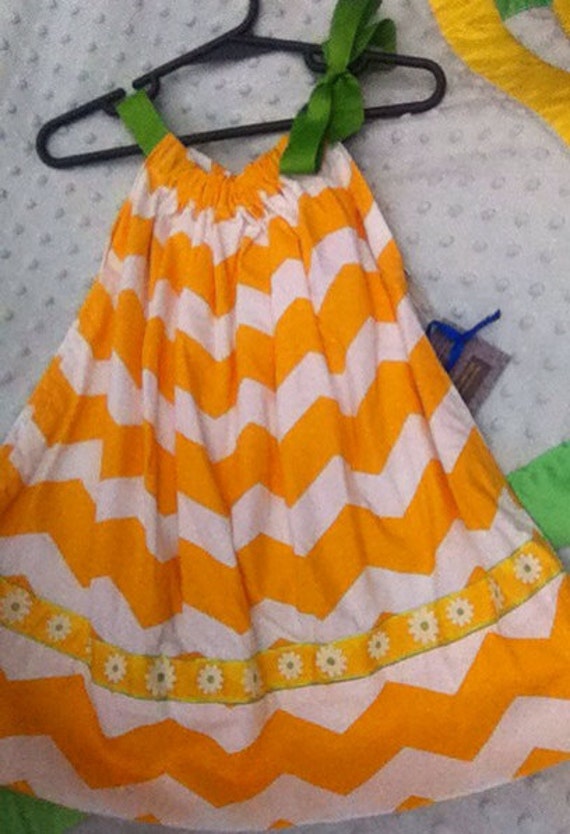 Items similar to Sunny Yellow Chevron Pillow Case Dress on Etsy