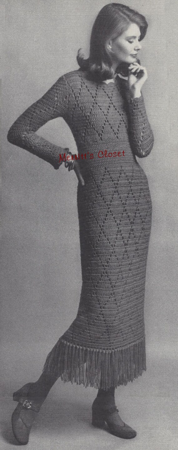 bodice dress for pattern crochet Hemline, Dress Fringe Crochet Pattern, Fiesta Vintage Dress with