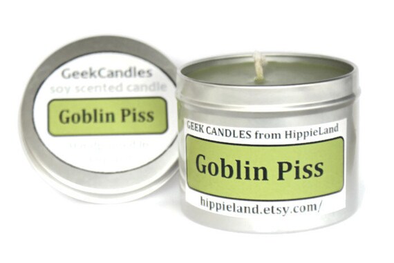 Goblin Piss Scented Soy Tin Candle 8oz. Harry Potter Candle. Geek Candle. Apple Scented Candle. Scented Candles. Soy Candle Tin, Tin Candle