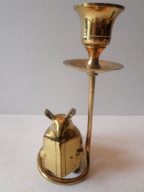 Vintage Brass Mouse Candle Holder