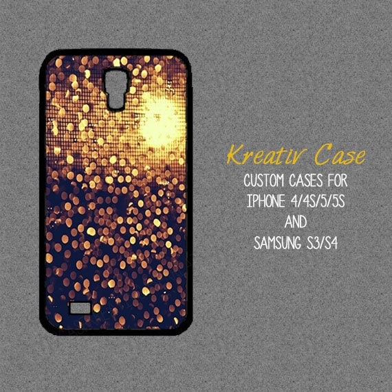 Samsung Galaxy S3, Pretty Samsung S4 case, glitter headlights - iPhone 5s case, phone cover, Gold Glitter Custom iPhone 4 case- K015