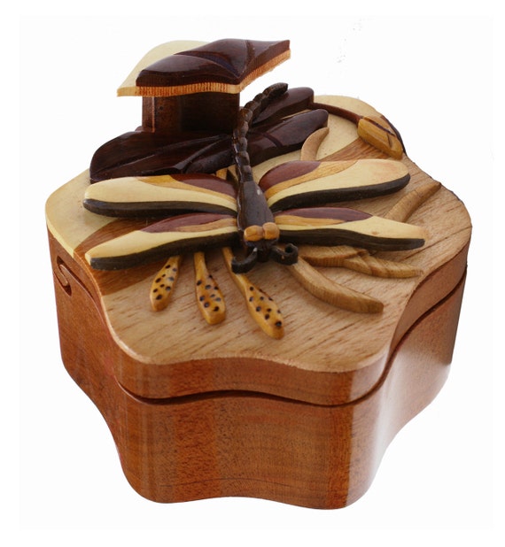 Dragonfly Wooden Secret Puzzle Box
