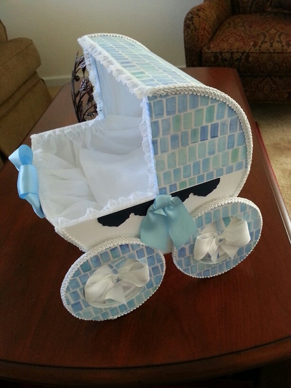 Blue Baby Carriage Centerpiece : The nolan aqua and blue baby carriage centerpiece