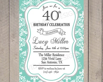 Adult Birthday Invitation Birthday Invitation by VividLaneDesigns