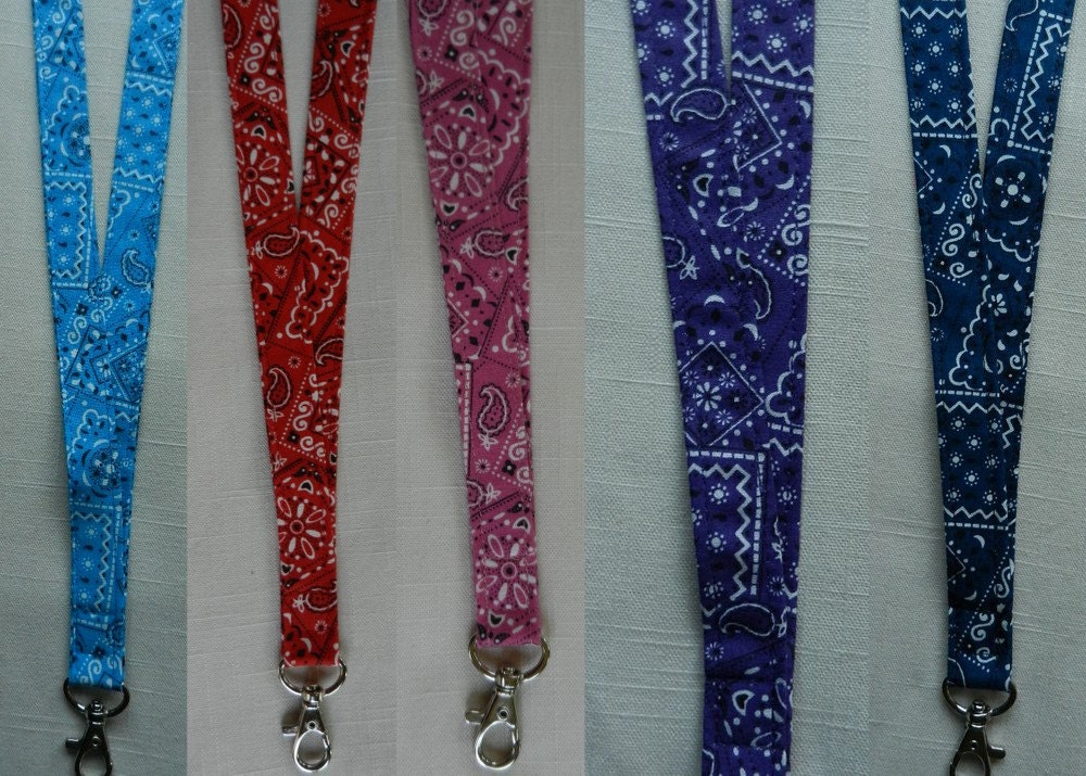 Bandana Print Fabric Neck Lanyard ID Name Badge Holder Key