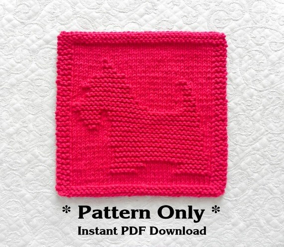 Knitted DISHCLOTH Pattern SCOTTIE Pattern PDF Instant