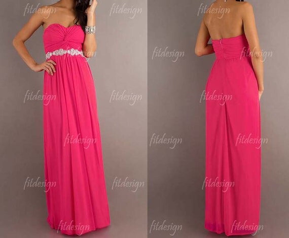 hot pink bridesmaid dress, long bridesmaid dress, affordable bridesmaid dress, long prom dress, simple prom dress, long evening dress, 14362