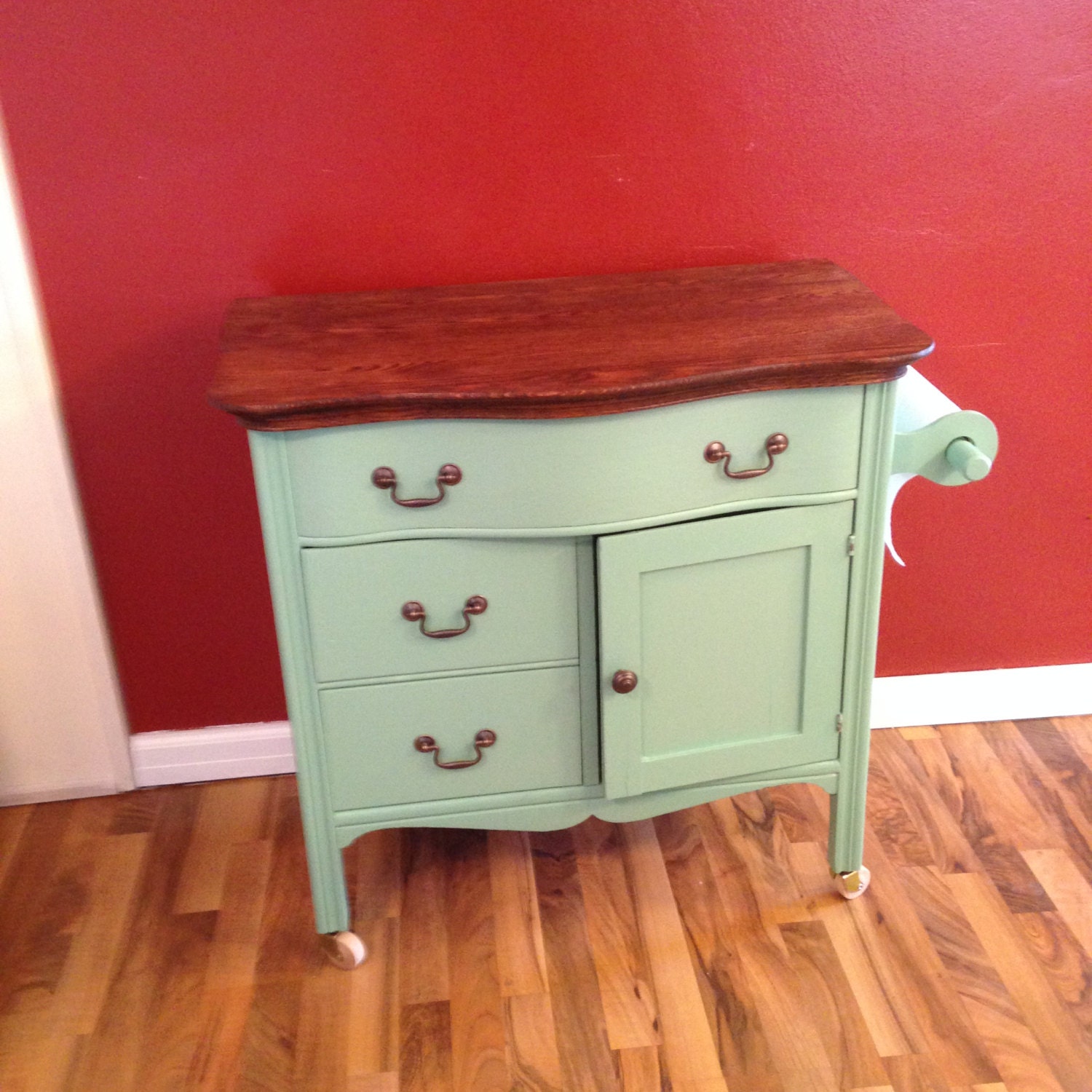 Upcycled Repurposed Aqua Kitchen Island Made From Vintage   Il Fullxfull.571928025 2ihf 