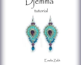 Djemma Beading tutorial.Beaded pattern earrings. ! PDF file containing instructions .