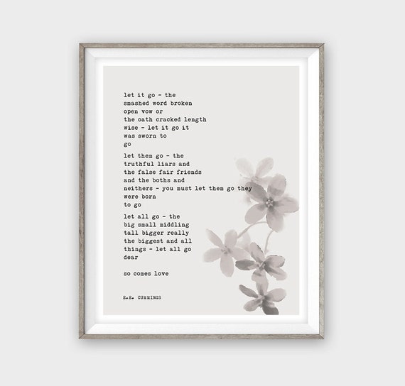 cummings Poetry Print Let it go Poetry by Riverwaystudios