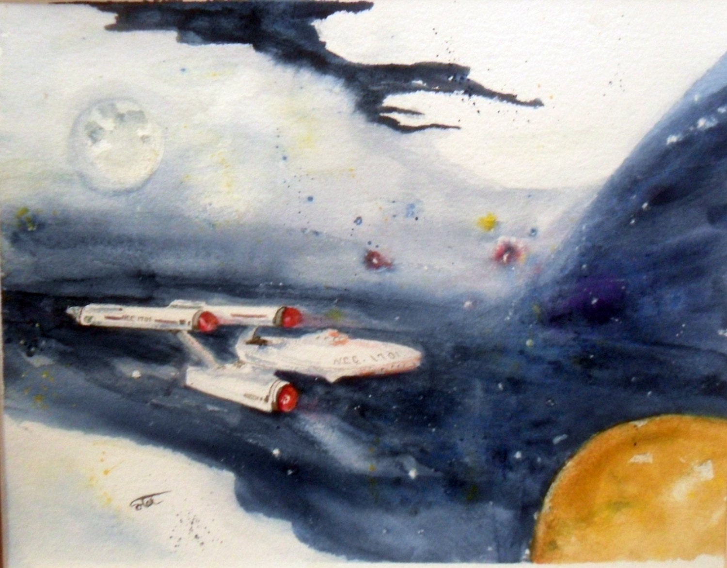 Star Trek TOS painting original watercolor by WaterBearerStudios