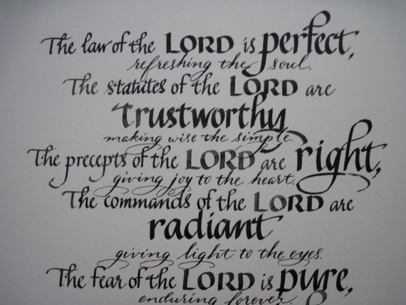 Scripture Art Psalm 19 7 11 Bible Verses by Biblecalligraphy