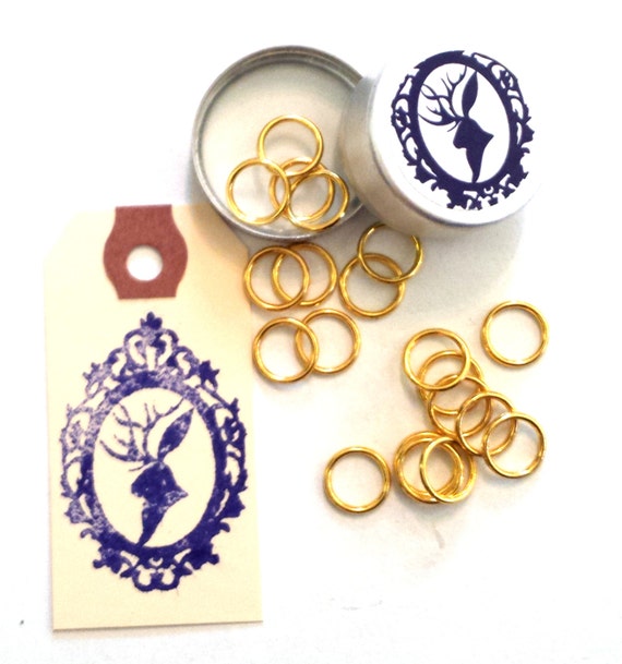 Gold metal Stitch Markers QTY 20 by TheCraftyJackalope on Etsy