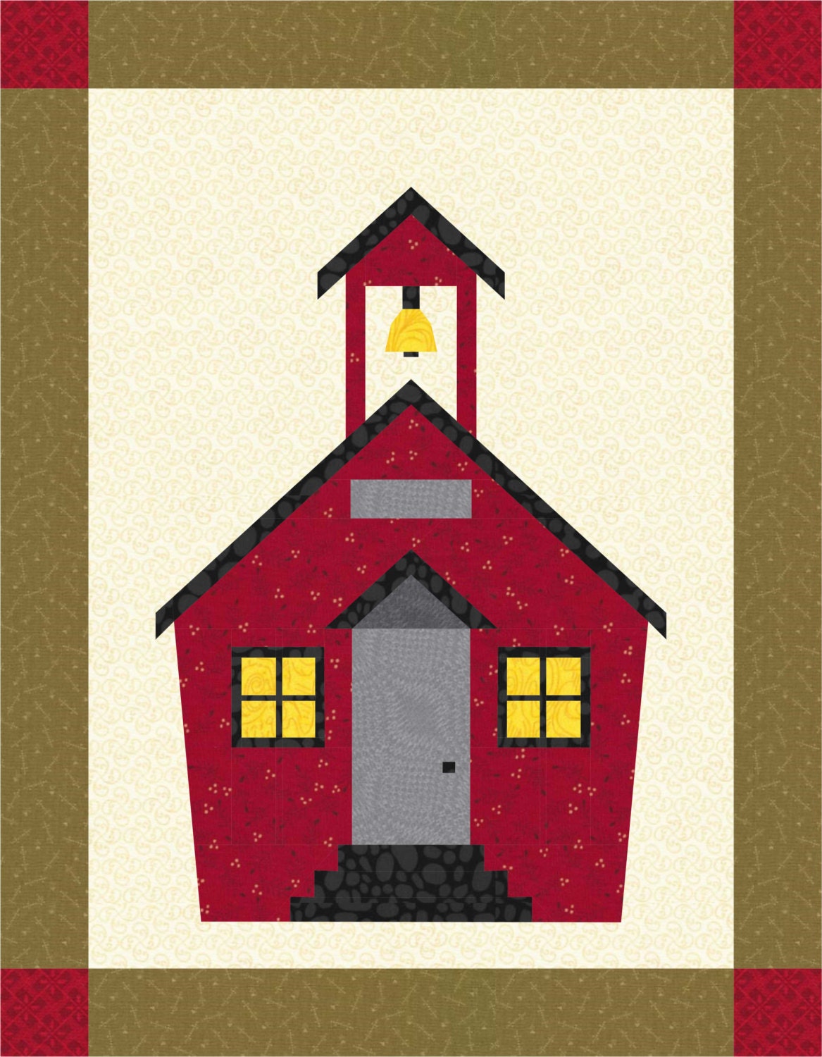 SCHOOL HOUSE Quilt Block Pattern Paper Pieced by PatternBrat