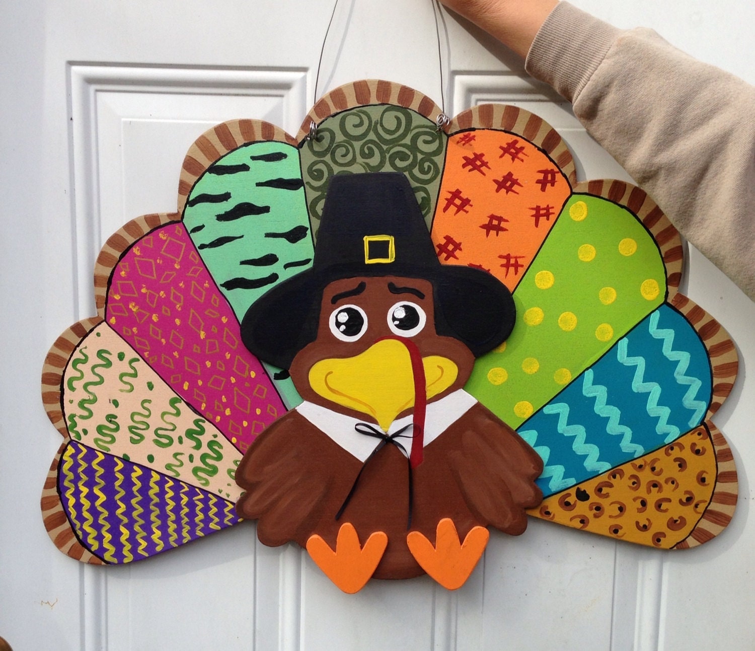 Turkey Wooden door hanger thanksgiving turkey door hanger