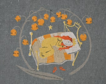 Heather Ross Far Far Away 2 - Grey Sleeping Beauty Princess Destash