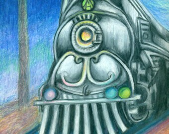 Rainbow Train, Train Painting, Colorful Train, Train, Train Drawing, Whimsical Train, Train Art, Psychedelic Art, Childrens Art