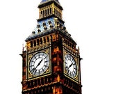 Big Ben Pop Art Photography / London Travel Print / Home Decor / Orange / Blue / Wall Art / Fpoe / Westminster / Clock Tower