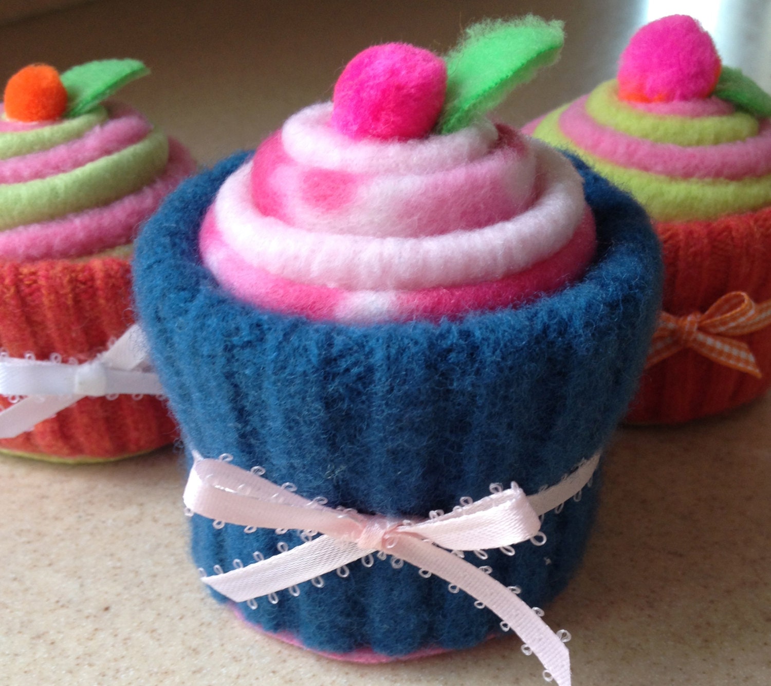 Upcycled play food cupcake or pincushion by TheSweetBeanBoutique