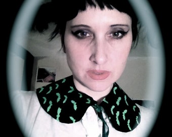 Wednesday Addams Inspired Green Bat Peter Pan Detachable Collar
