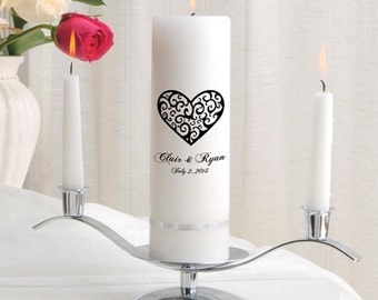 Personalized Wedding Unity Candle Set - Vintage Hearts - GC330 CP2