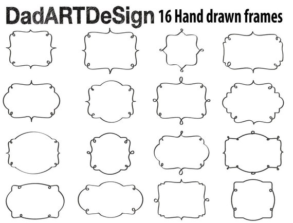 Blank labels clipart printable hand deawn border