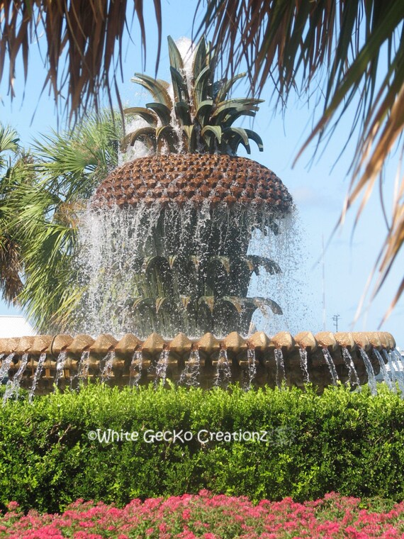 Items similar to Pineapple Fountain , Charleston, SC, Sailboat, Palm