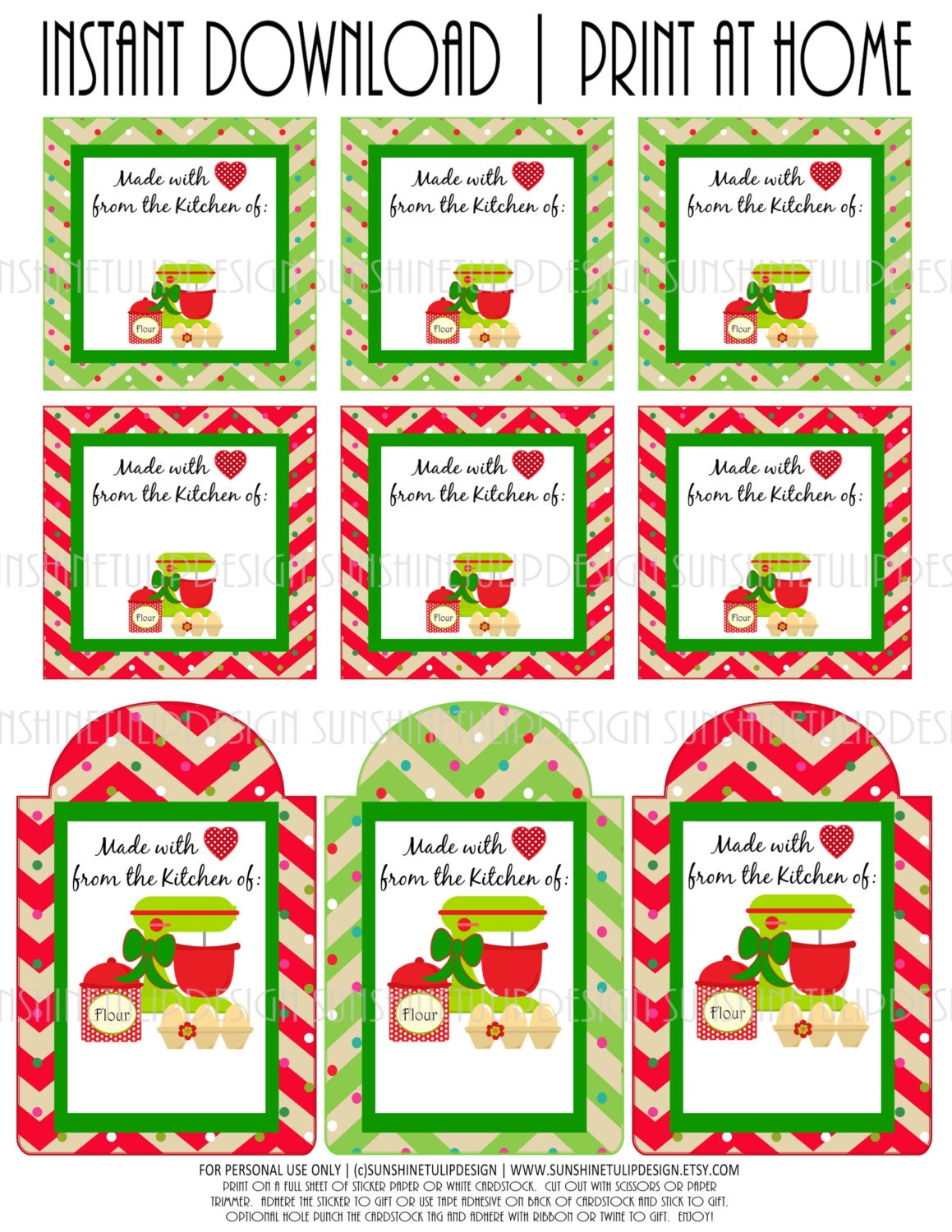 Printable Baked Goods Christmas Gift Tags By Sunshinetulipdesign