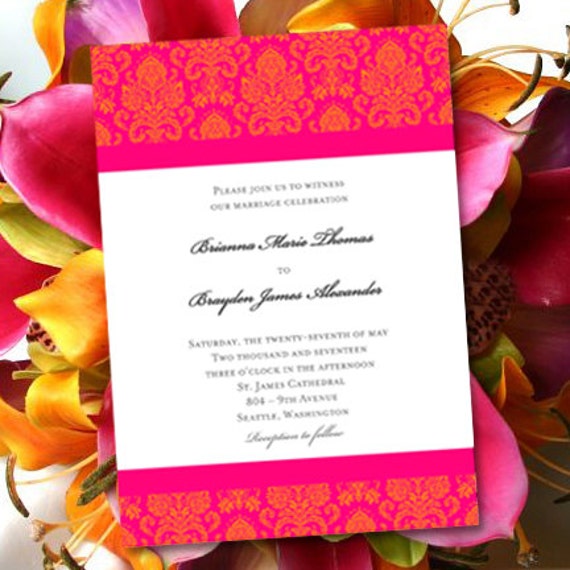 Printable wedding invitations damask