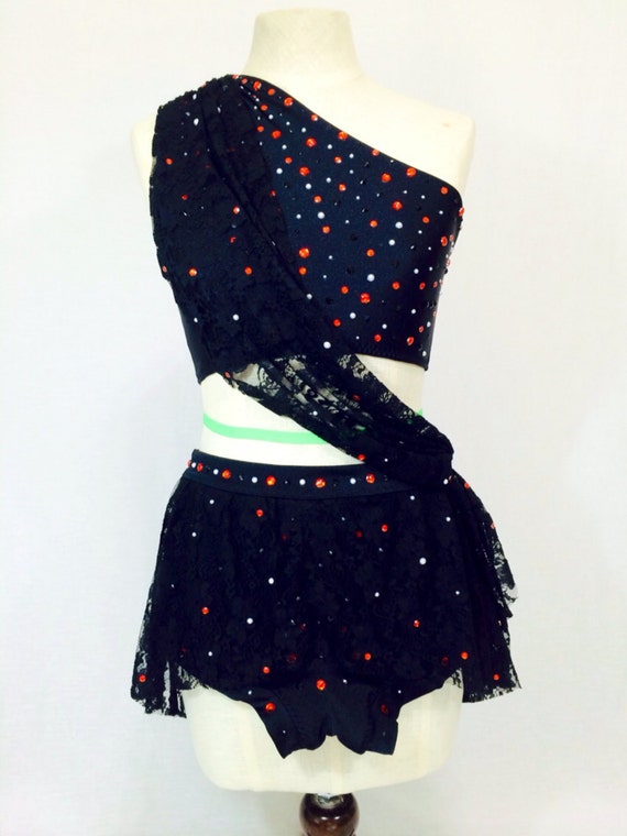 Elegance in Black lace dance costume / dance wear/ dance competition