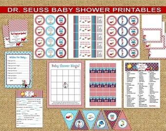 Dr. Seuss Baby Shower Accessories - Party Package - INSTANT DOWNLOAD ...