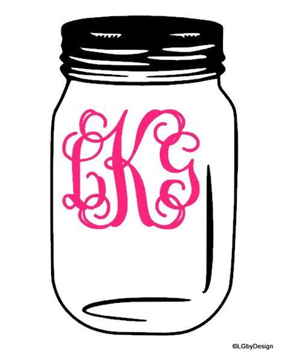 Mason Jar Decal with Monogram by LGbyDesign on Etsy