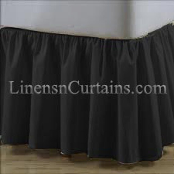 BLACK Detachable Velcro Ruffle Bed Skirt Cotton by DecorWithShams
