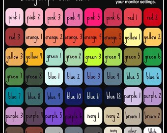 DizzyGrape Custom Made Party Favor Design Elements, Color Chart, Fonts, Decorative Designs all found here!