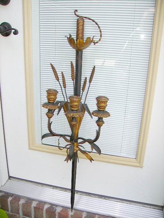 Vintage Italian Tole Wall Sconce Candleholder by BellaShaeCottage