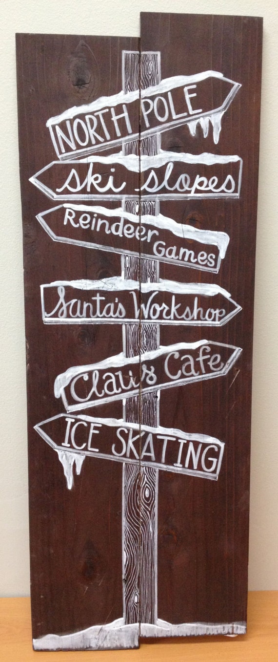 Items similar to North Pole Sign Post, Handmade Holiday Sign on Etsy