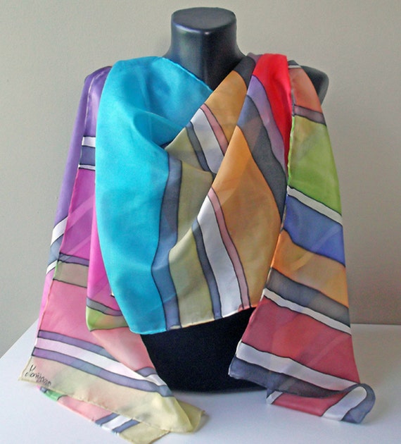 Handmade silk scarf Stripes in silk Art.294