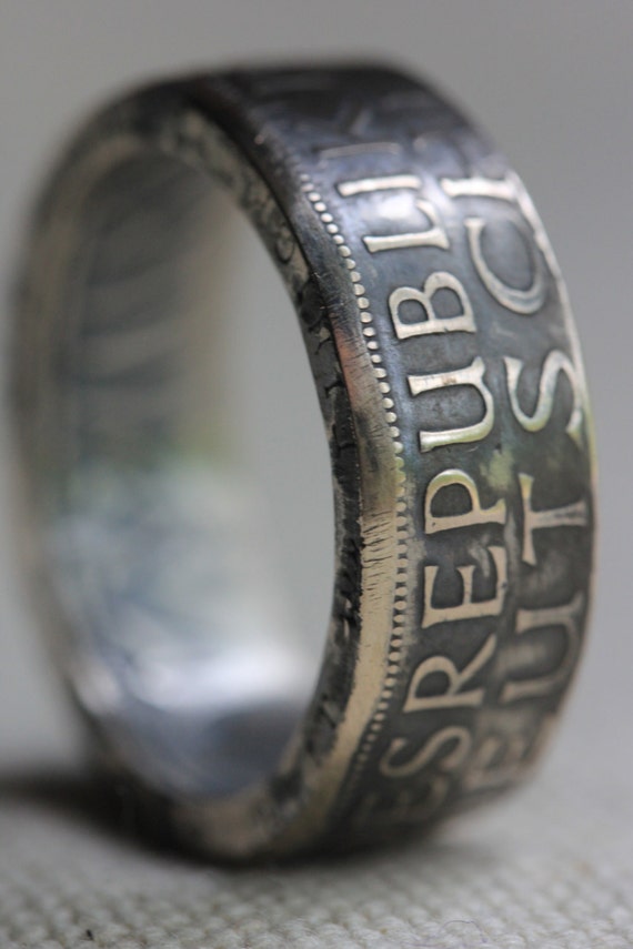 SILVER Handcrafted Coin Ring - German 5 Mark - SIZE and YEAR below.