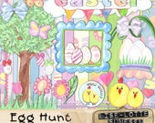 Digital Kit "Egg Hunt" - A Digital Scrapbooking Kit - Perfect for Digital Scrapbooking, Cards, Invitations - 12x12 inches - 300 dpi