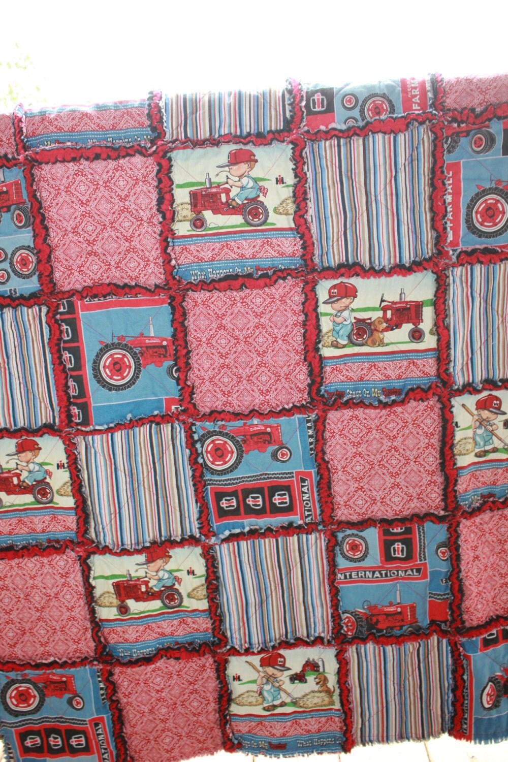 Baby Rag Quilt In a Farmall International Harvester Tractor