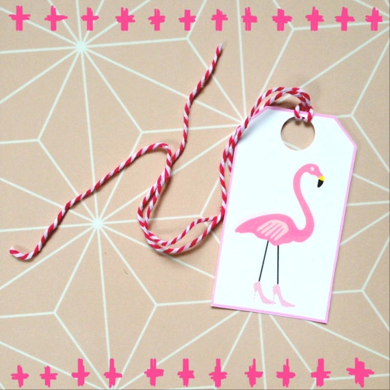 Items similar to DIY Printable flamingo tags / gift tags / labels on Etsy