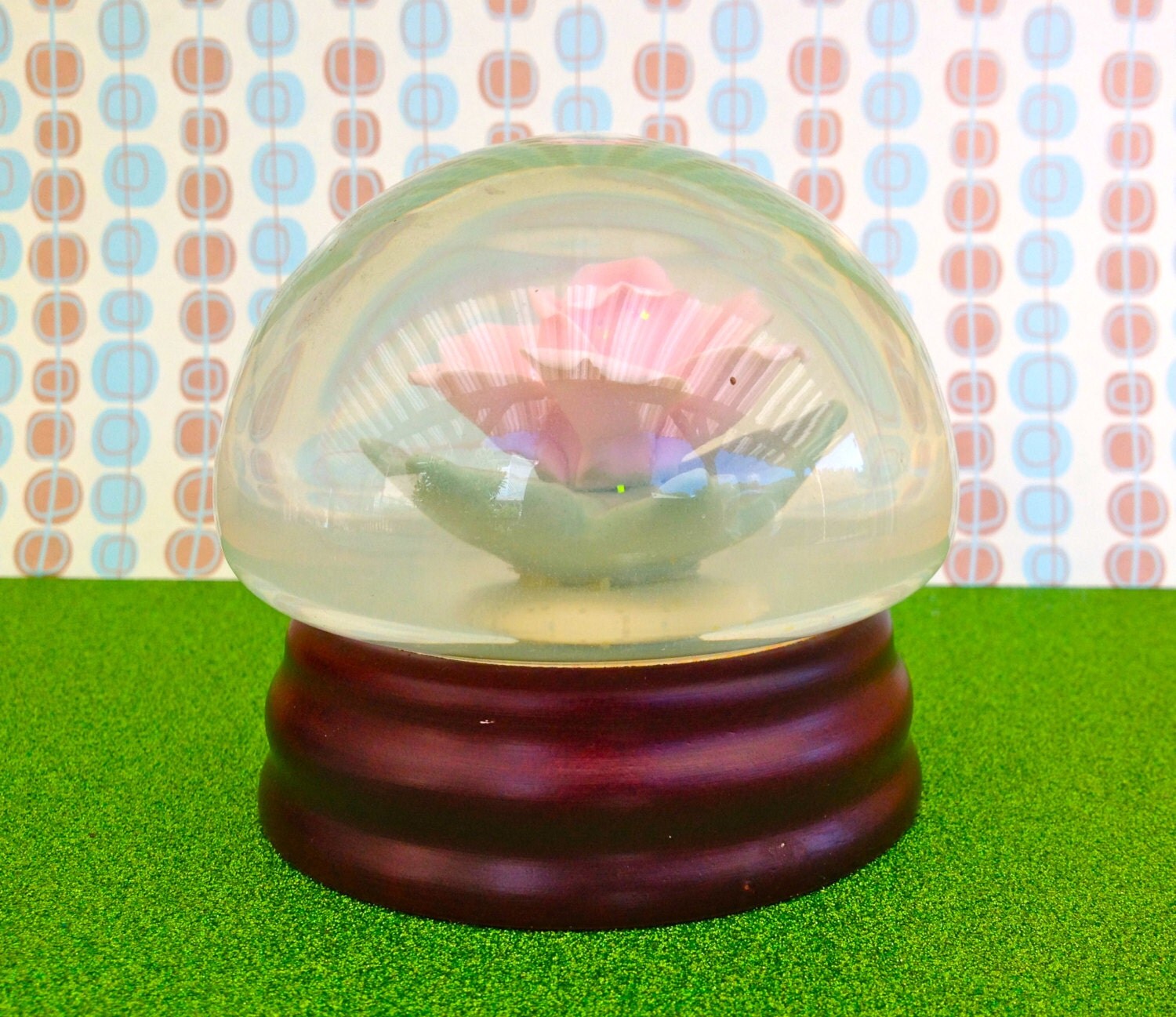 Vintage Rose Snow Globe Paperweight